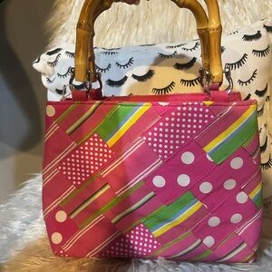 Alexandra Bartlett Pink and Green Patterned Shoulder Bag